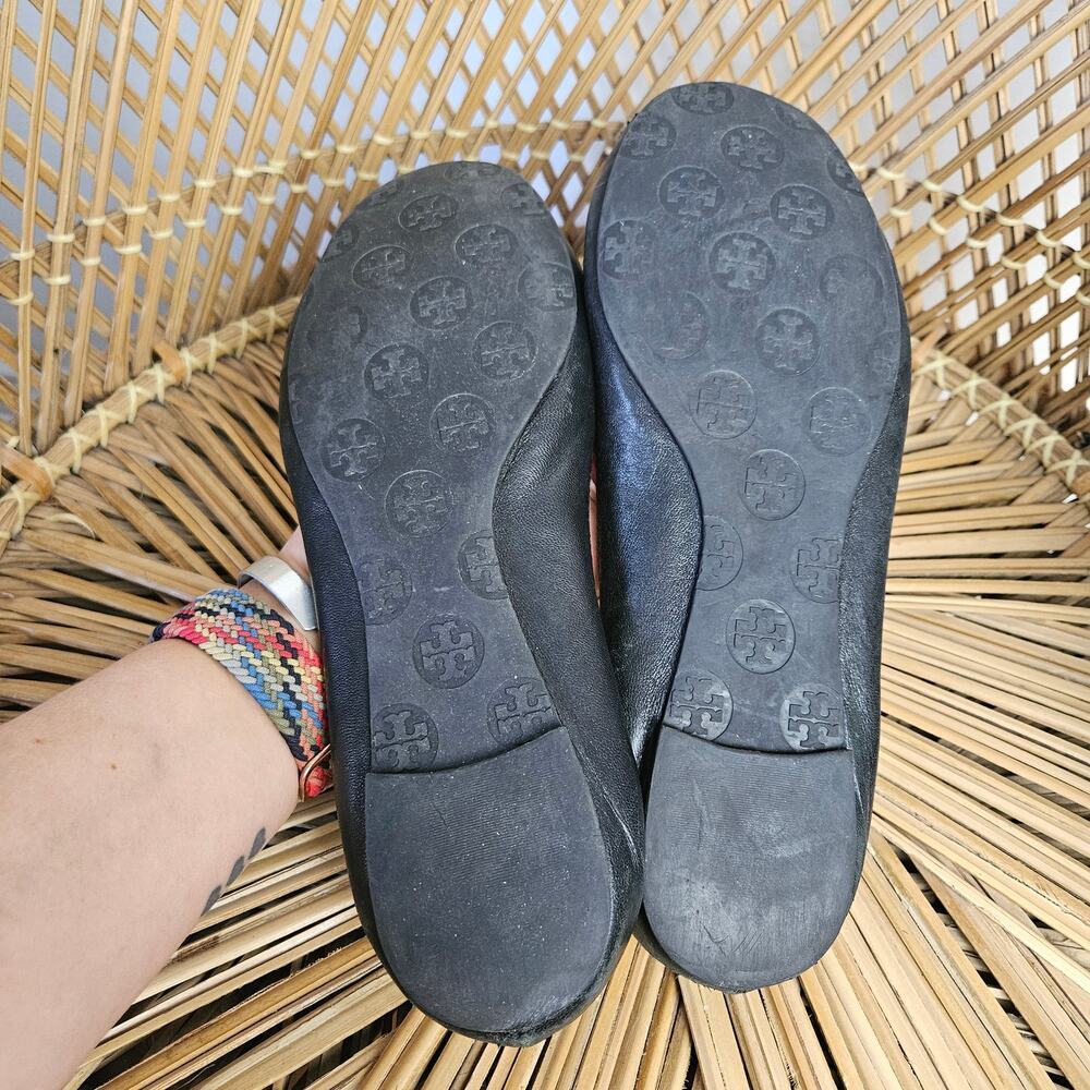 Tory Burch Minnie Ballet Flats 9.5 Black‎ Gold - Fair - Picture 8 of 12